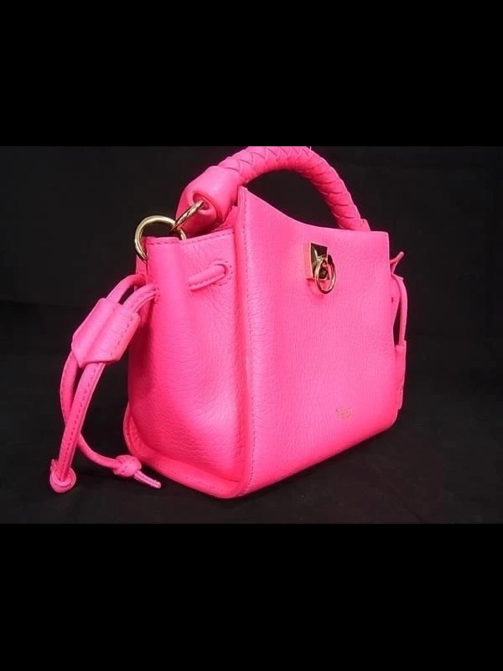 Mulberry Neon Pink Braided-Handle Satchel